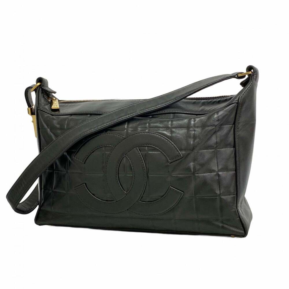 Chanel Shoulder Bag, Chocolate Bar Design, Lambskin, Black, Women's